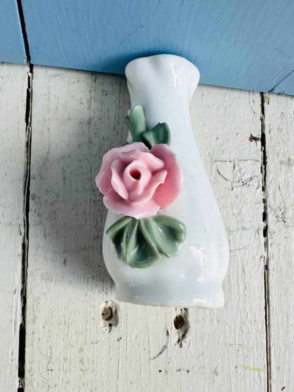 Vintage Salt and Pepper Shakers White with Pink Roses Cottagecore Dining Floral